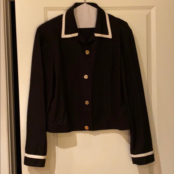 Saint John Sport black jacket with white trim. - Picture 2 of 6